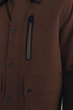 Pedro del Hierro Casacos|Sobretudos-Casaco com gola de veludo cotelê Marrom