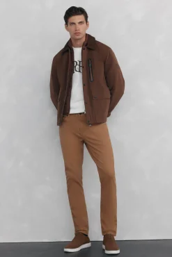 Pedro del Hierro Casacos|Sobretudos-Casaco com gola de veludo cotelê Marrom