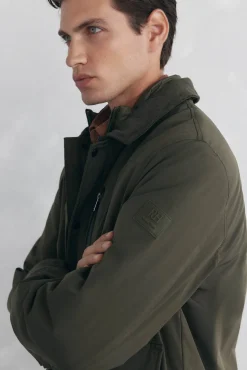 Pedro del Hierro Casacos|Sobretudos-Casaco com gola de veludo cotelê Verde