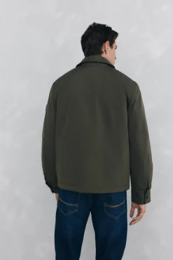 Pedro del Hierro Casacos|Sobretudos-Casaco com gola de veludo cotelê Verde