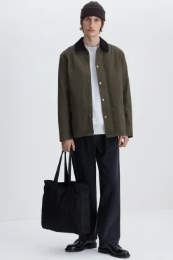 Selected Casacos-Casaco com gola em veludo hidrorrepelente. Verde