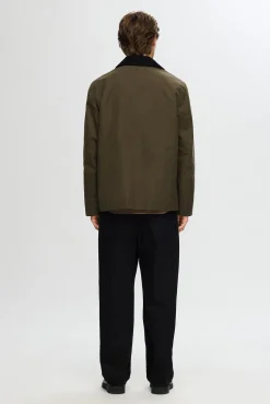 Selected Casacos-Casaco com gola em veludo hidrorrepelente. Verde