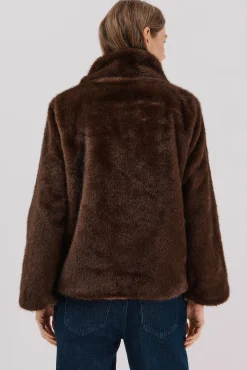 Cortefiel Sobretudos|Casacos-Casaco com pelo sintético Castanho