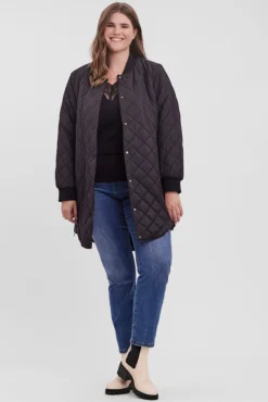 Vero Moda Curve Sobretudos|Casacos-Casaco comprido Curve Preto