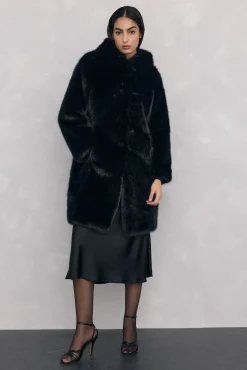 Pedro del Hierro Casacos-Casaco comprido de pele sintética Preto