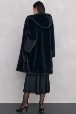 Pedro del Hierro Casacos-Casaco comprido de pele sintética Preto