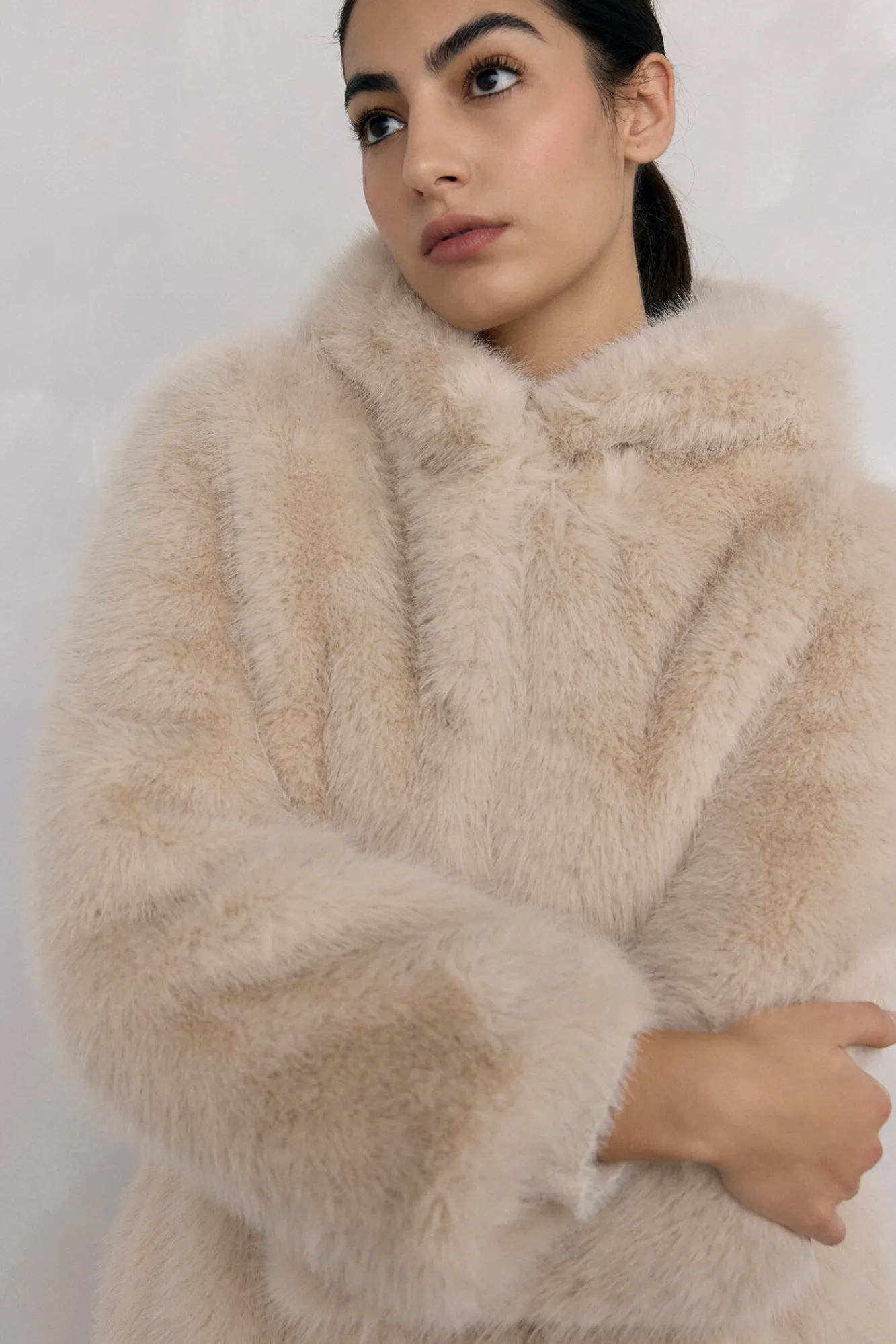 Pedro del Hierro Casacos-Casaco comprido de pele sintética Beige