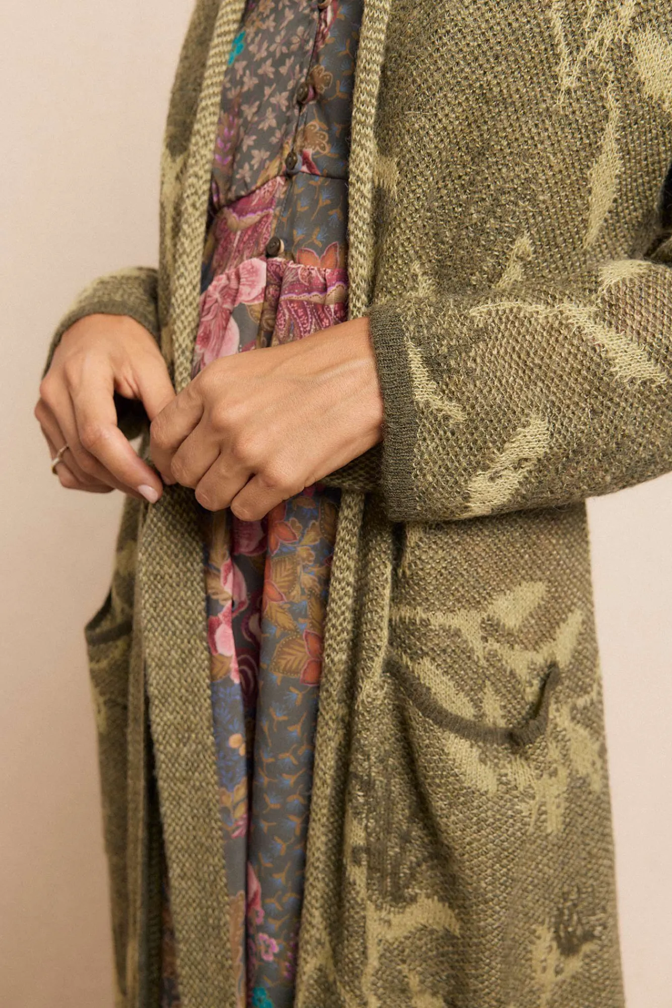 Slowlove Sobretudos-Casaco comprido jacquard Verde