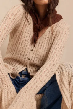 Slowlove Camisolas-Casaco comprido malha Ecru