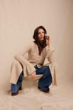 Slowlove Camisolas-Casaco comprido malha Ecru