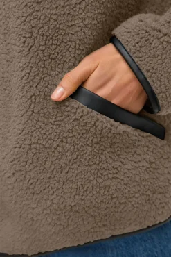 Vero Moda Sobretudos|Camisolas-Casaco curta de borrego Castanho