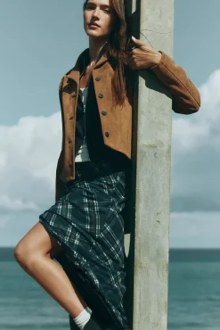 Springfield Sobretudos-Casaco curta de camurça com botões cru