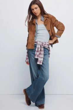 Springfield Sobretudos-Casaco curta de camurça com botões cru