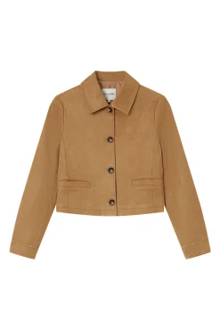 Grace & Mila Sobretudos-Casaco curta de camurça sintética na cor camelo Tostado