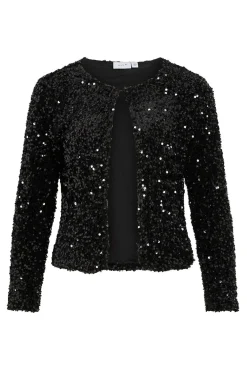 Vila Sobretudos-Casaco curta de lantejoulas Preto
