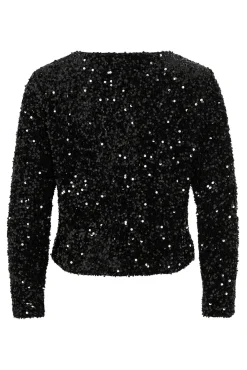 Vila Sobretudos-Casaco curta de lantejoulas Preto