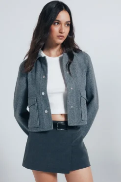 Springfield Sobretudos-Casaco curta de pelúcia cinzento