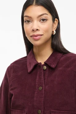 Vila Sobretudos-Casaco curta de veludo cotelê Roxo