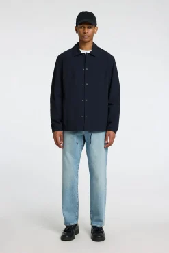 Selected Casacos-Casaco curto com gola confeccionado com materiais reciclados Azul