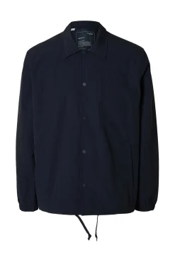 Selected Casacos-Casaco curto com gola confeccionado com materiais reciclados Azul