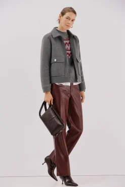 Cortefiel Casacos-Casaco curto de lã Cinzento