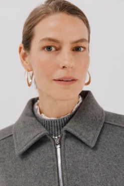 Cortefiel Casacos-Casaco curto de lã Cinzento