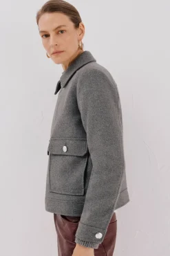 Cortefiel Casacos-Casaco curto de lã Cinzento