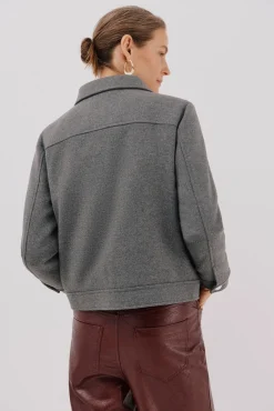 Cortefiel Casacos-Casaco curto de lã Cinzento