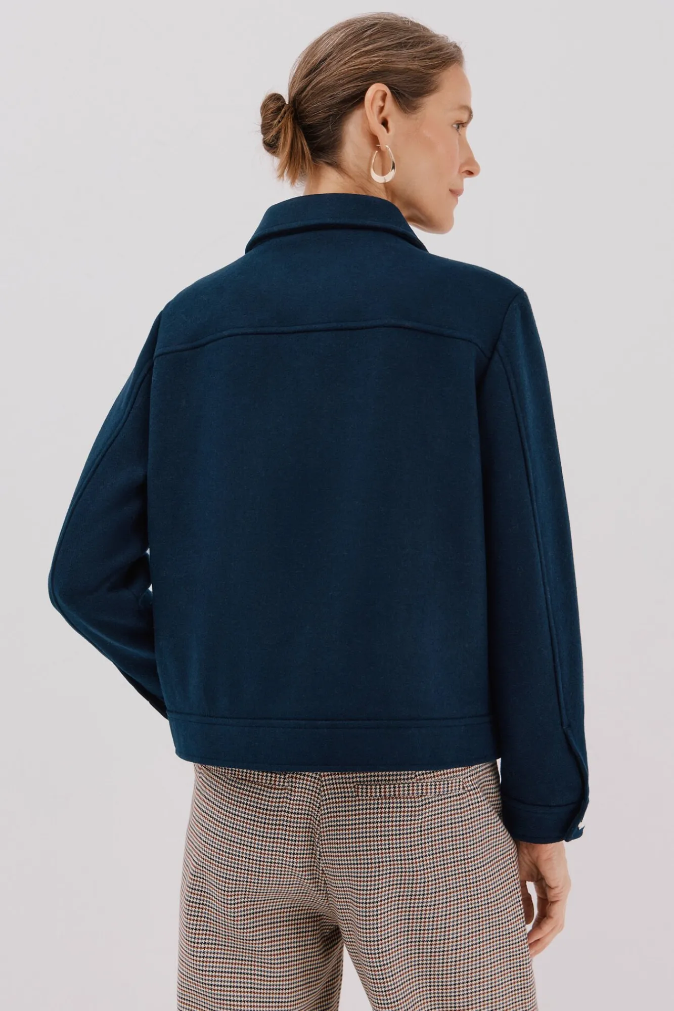 Cortefiel Casacos-Casaco curto de lã Azul