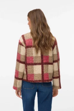 Vero Moda Sobretudos-Casaco de borrego com estampado xadrez Subiu