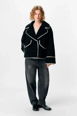 Object Sobretudos-Casaco de borrego sintética Preto