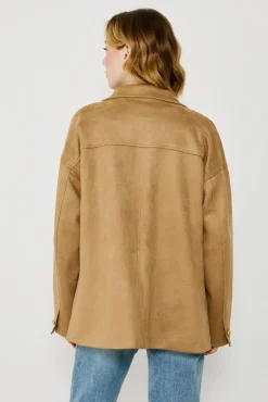 Vila Sobretudos-Casaco de camurça abotoada Castanho