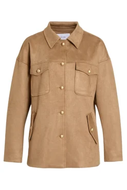 Vila Sobretudos-Casaco de camurça abotoada Castanho