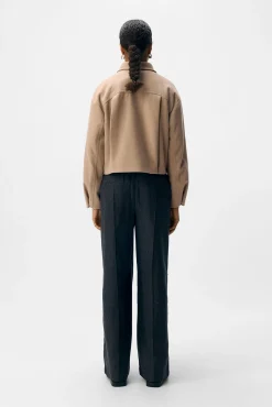 Object Sobretudos-Casaco de feltro de manga comprida Tostado