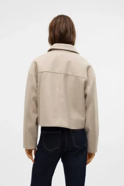 Vero Moda Sobretudos-Casaco de feltro de manga comprida Tostado