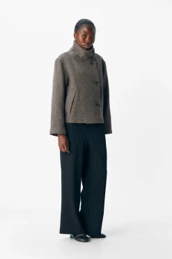 Object Sobretudos|Casacos-Casaco de feltro trespassado Cinzento