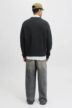 Jack & Jones Camisolas-Casaco de malha cinzento