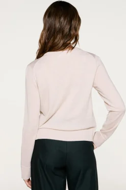 Selected Camisolas-Casaco de malha 100% lã merino. Tostado