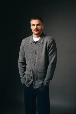 OOTO Camisolas-Casaco de malha botões e dois bolsos Cinzento