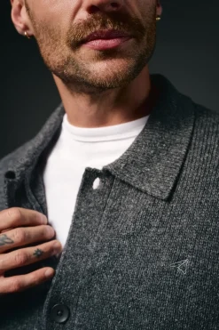 OOTO Camisolas-Casaco de malha botões e dois bolsos Cinzento