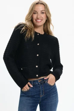 Vero Moda Camisolas-Casaco de malha com botões prateados Preto