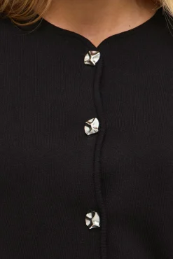 Vila Camisolas-Casaco de malha com botões e viscose Preto