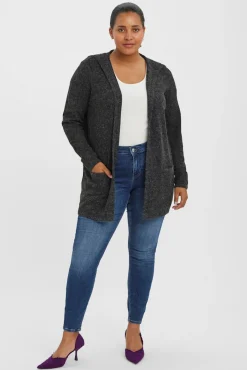 Vero Moda Curve Camisolas-Casaco de malha com capuz tamanho grande Preto