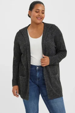 Vero Moda Curve Camisolas-Casaco de malha com capuz tamanho grande Preto
