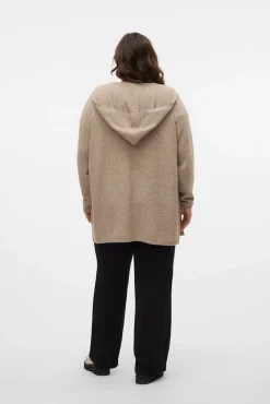Vero Moda Curve Camisolas-Casaco de malha com capuz tamanho grande Castanho