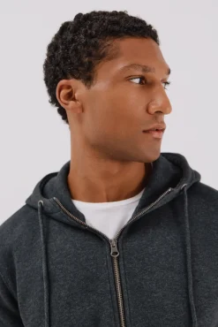 Cortefiel Camisolas-Casaco de malha com capuz Cinzento