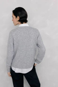 Pedro del Hierro Camisolas-Casaco de malha com detalhes em oitos Cizento