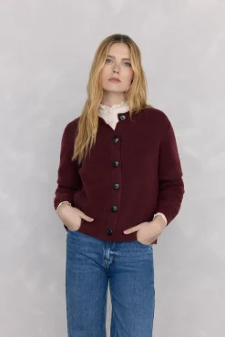 Pedro del Hierro Camisolas-Casaco de malha com detalhes em oitos Bordeaux