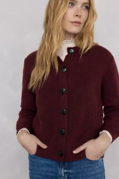 Pedro del Hierro Camisolas-Casaco de malha com detalhes em oitos Bordeaux