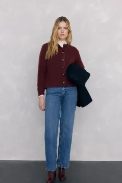 Pedro del Hierro Camisolas-Casaco de malha com detalhes em oitos Bordeaux